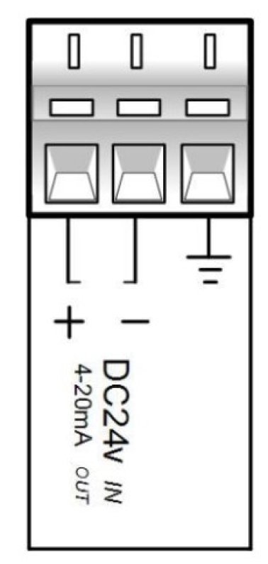 Schema di collegamento dell'alimentazione del misuratore di livello RIL300 ( 4-20mA passivo su circuito alimentazione ).