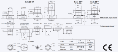 Collegamenti elettrici trasmettitori di pressione Riels® 23SY e 25Y
