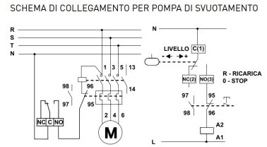 Schema di collegamento dell' AD52 per pompa di svuotamento.