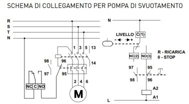 Schema di collegamento dell' AD52 per pompa di svuotamento.