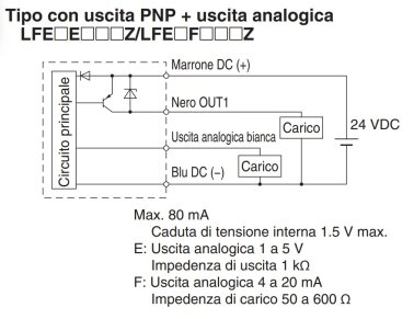 Esempi di circuiti interni e cablaggio (con display integrato) del misuratore LFE.